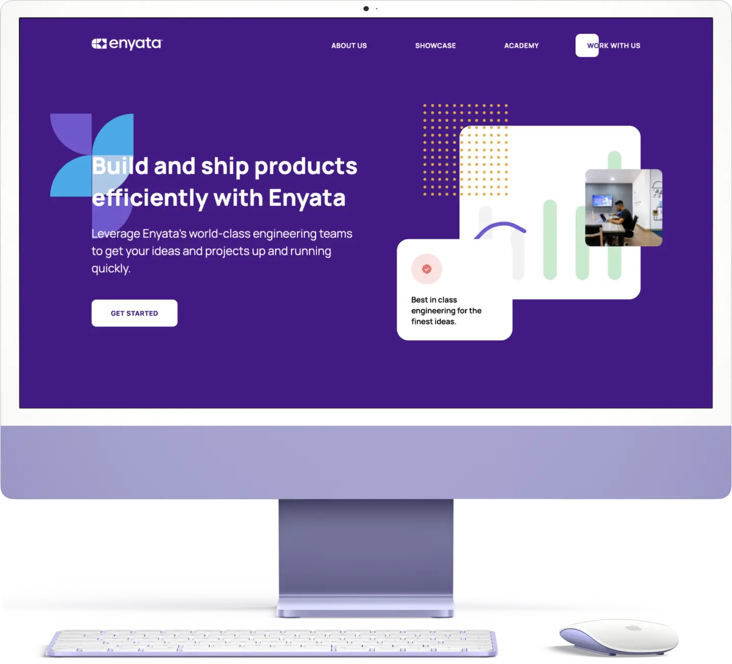 A screenshot of the enyata website on an imac screen