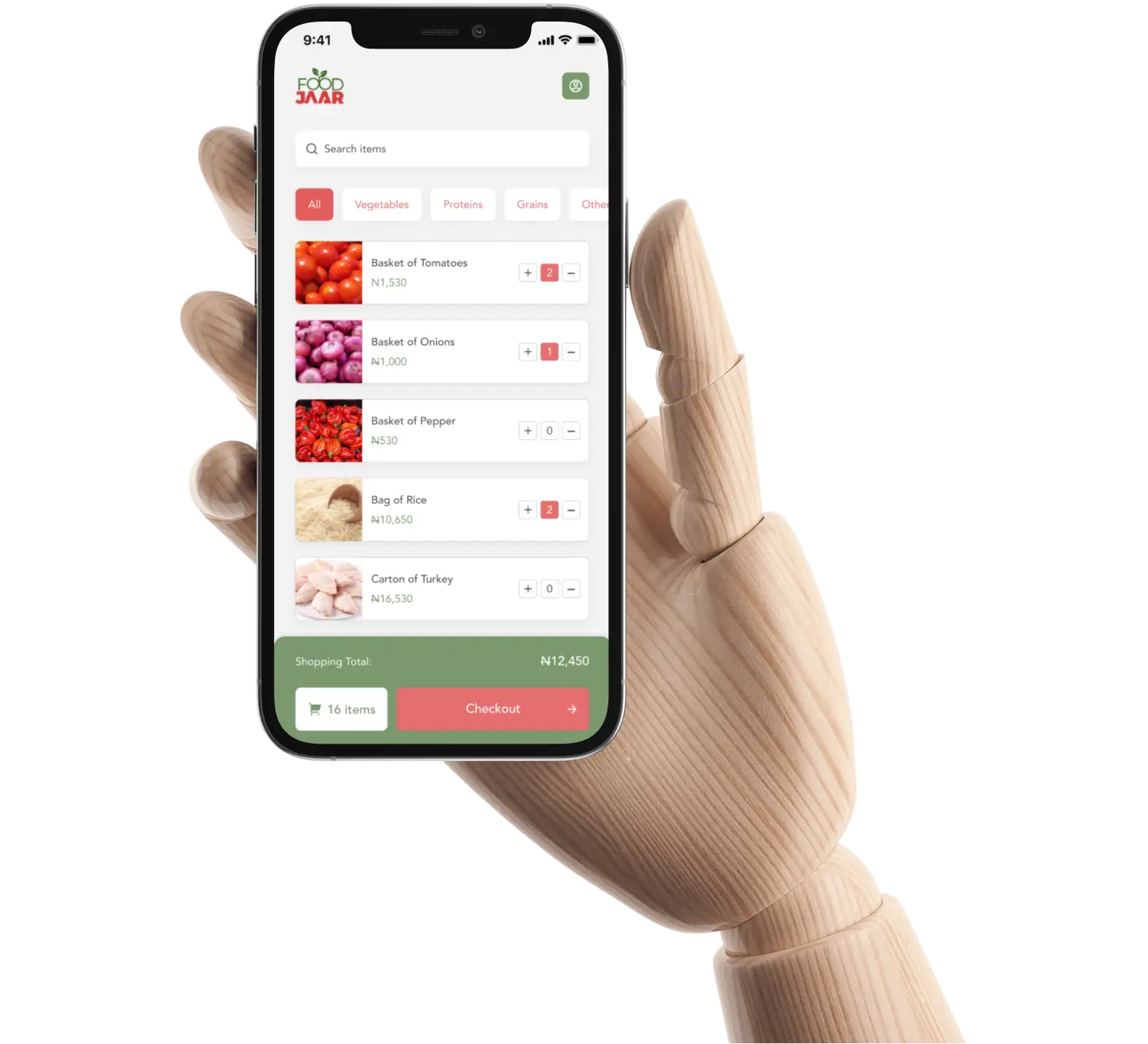 A screenshot of the foodjar on an iphone screen